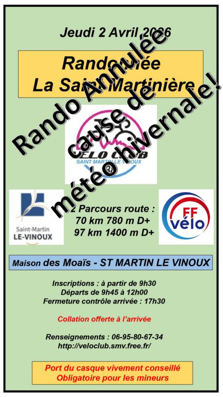 Affiche de la randonnée La Saint Martinière 2026